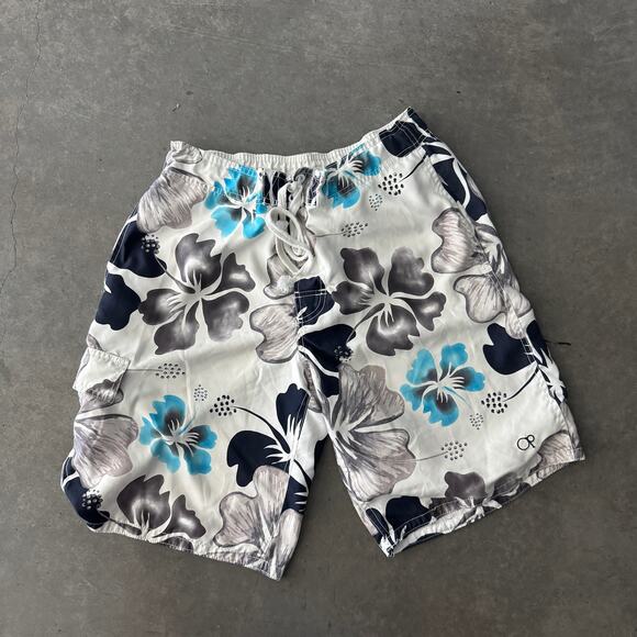 Ocean Pacific Other - Vintage Y2K Ocean Pacific Surf Drawstring Black Floral Swim Shorts Trunks M